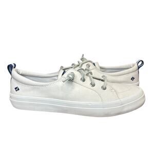 Sperry Crest Vibe Shoes Womens Sz 9.5 Top-Sider Linen White Sneakers NWOT